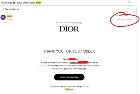 dior order confirmation.